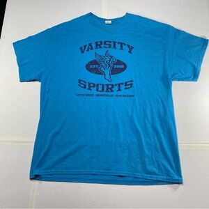 VARSITY SPORTS T- Shirt Run Hard Live Easy Blue Size X Large